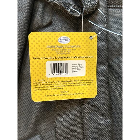 2018 Disney Mickey Mouse Backpack Black‎ White 16” Water Bottle Pockets Kids - Picture 8 of 10